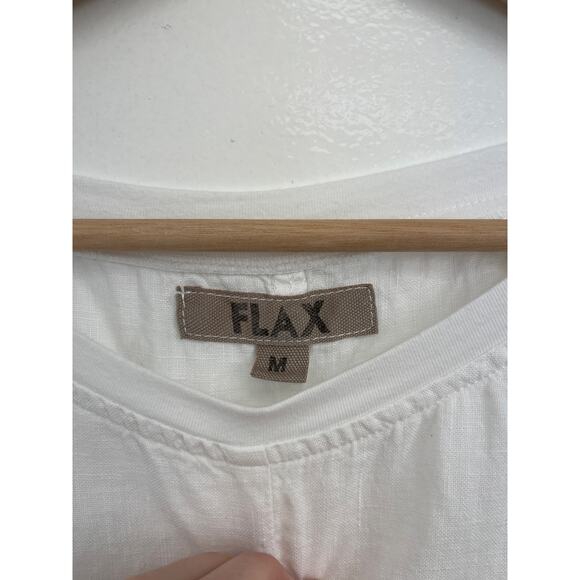 FLAX Linen Coastal Lightweight Boxy Relaxed Basic Rolled Short Sleeve Top -Med - Picture 6 of 10